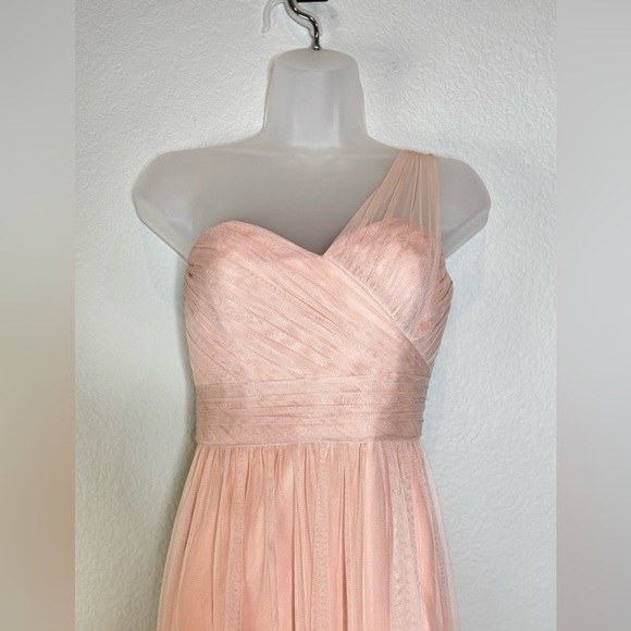 Amsale Evening Dress Long One Shoulder Powder Pink Size 2 - Picture 2 of 12